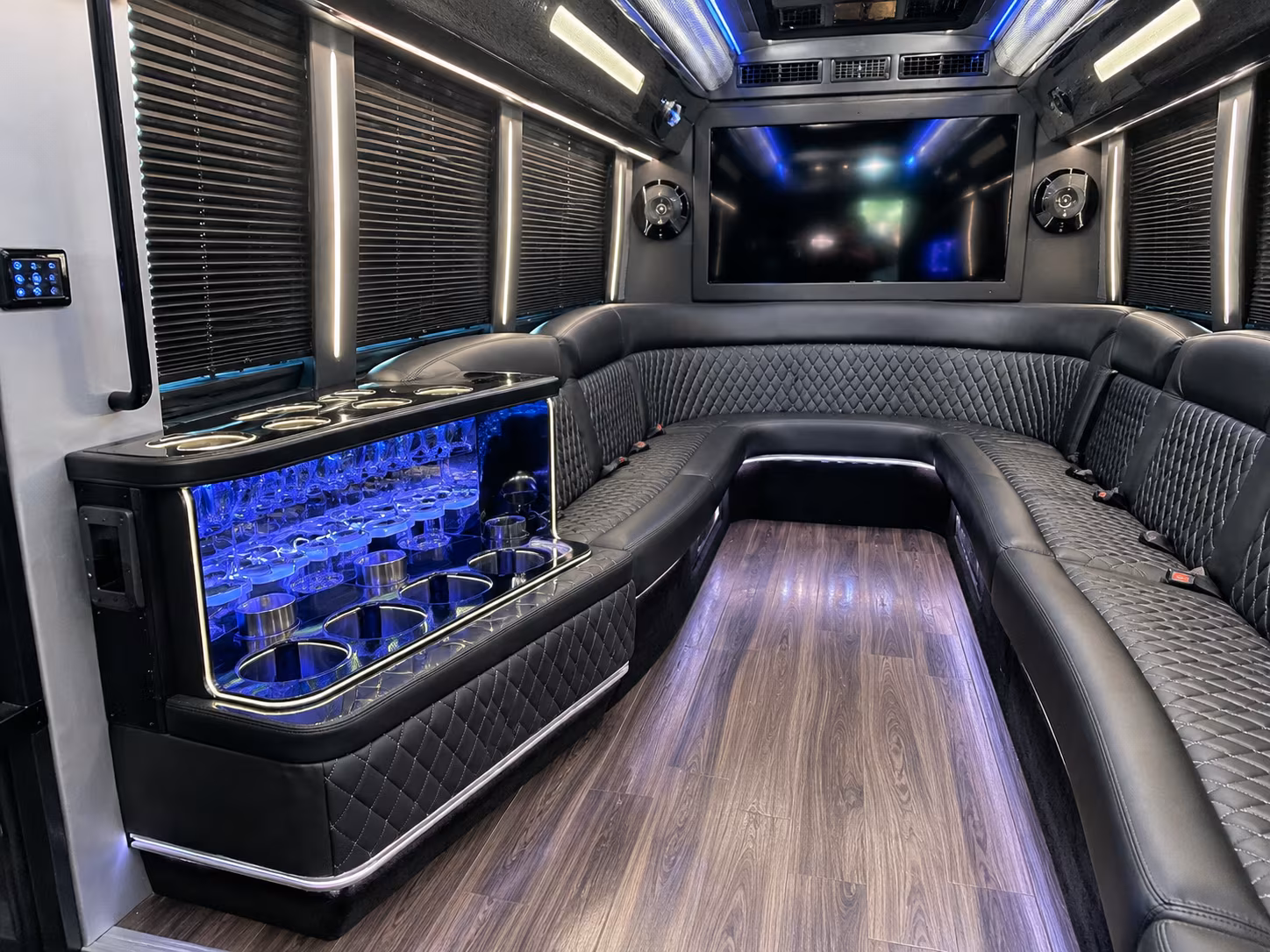 bachelorette and bachelor party buses through the historic district