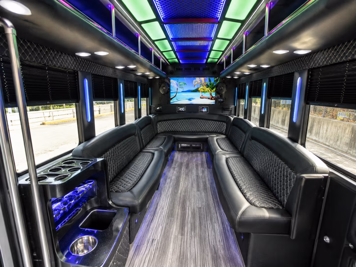 savannah 18 passenger party bus inside