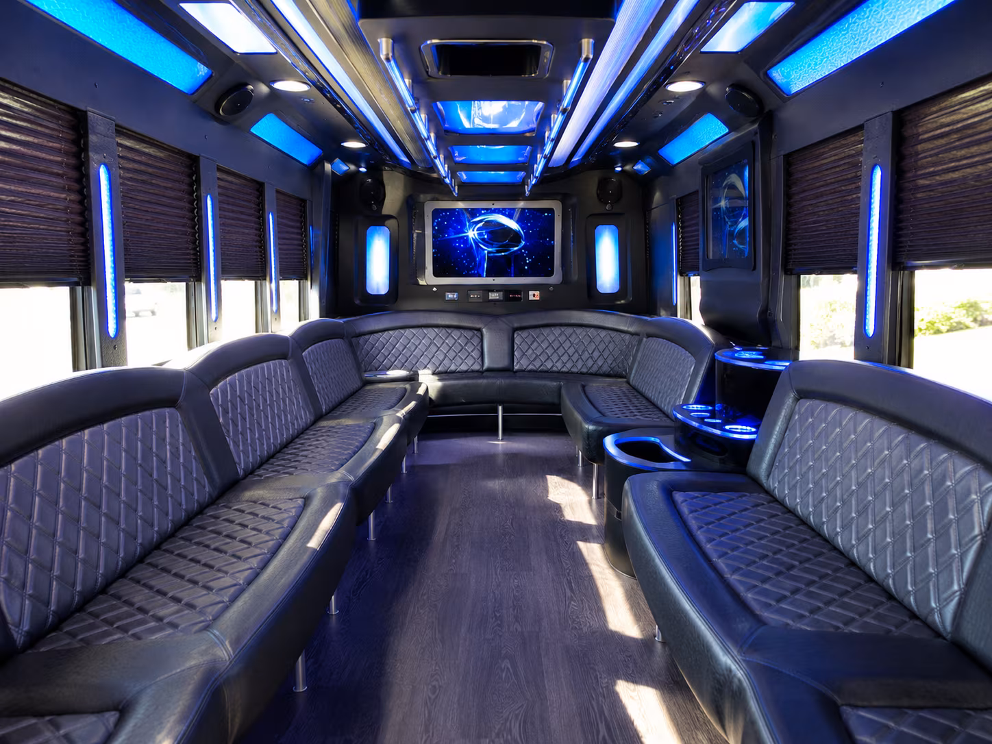 savannah 28 passenger party bus inside