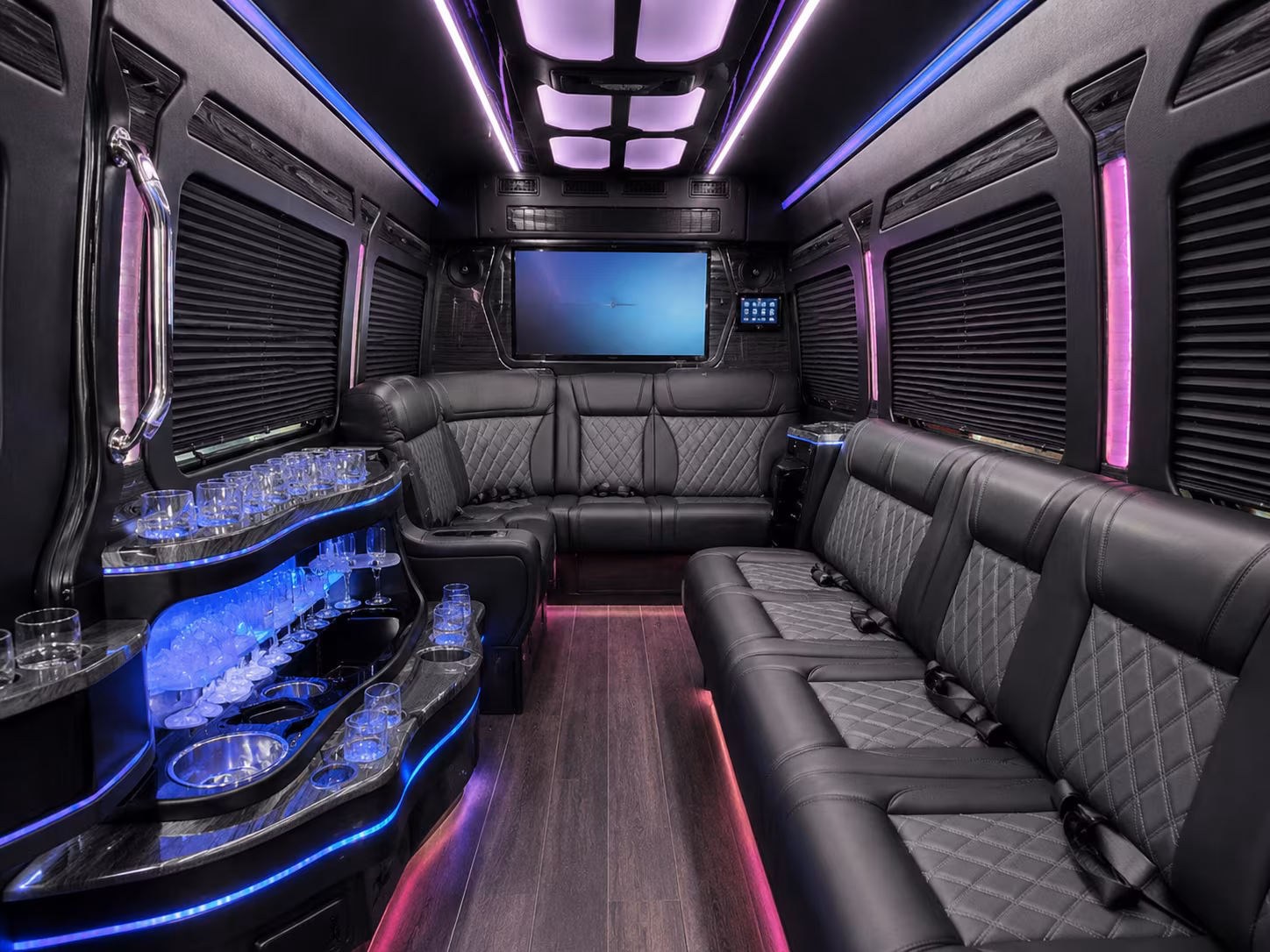 savannah 50 passenger party bus inside